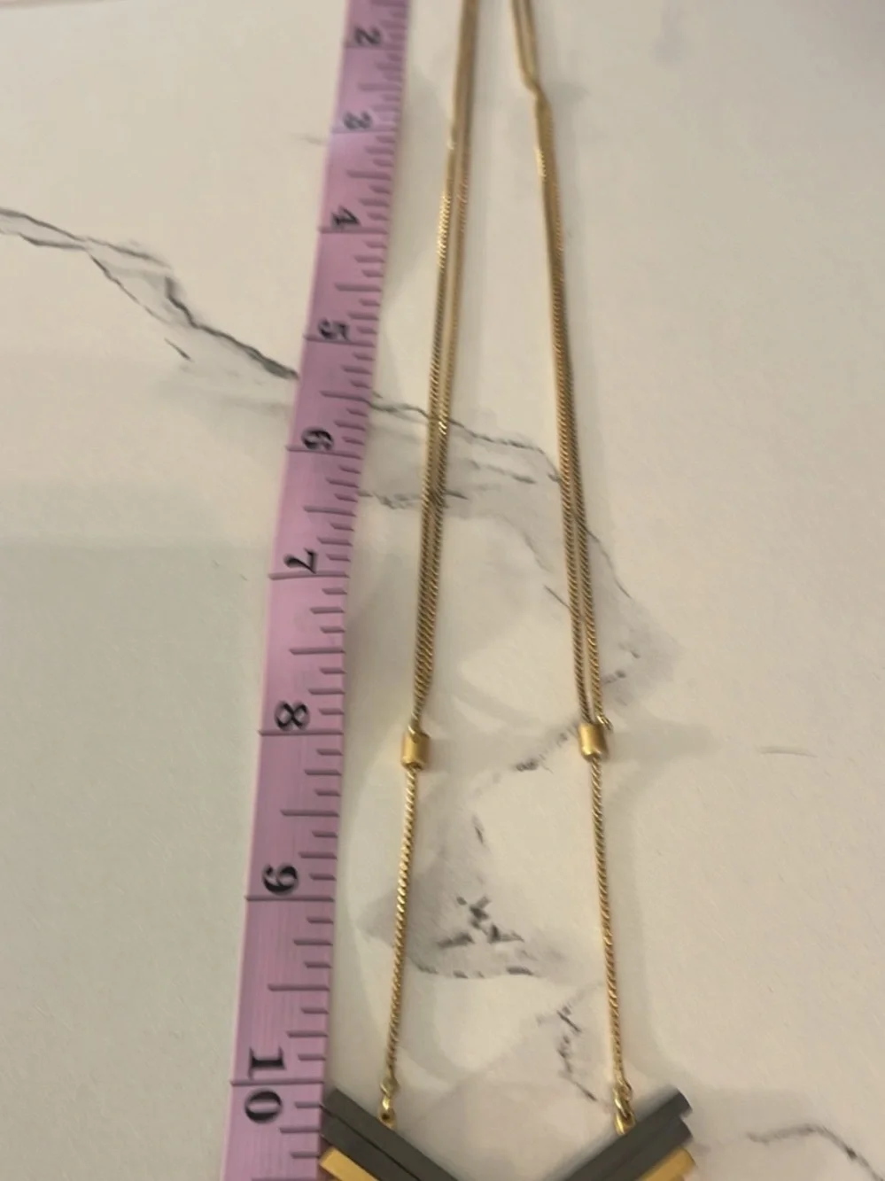 Madewell Layered Chevron Pendant Necklace in Gold and Gray - Picture 4 of 7